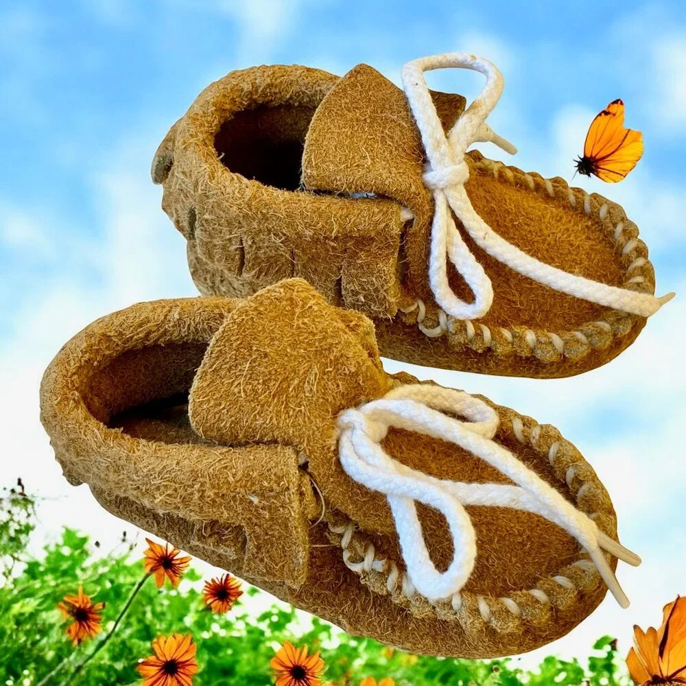 Genuine Buffalo Leather Baby Infant Moccasin Booties size 1 - 0-3 months NEW USA